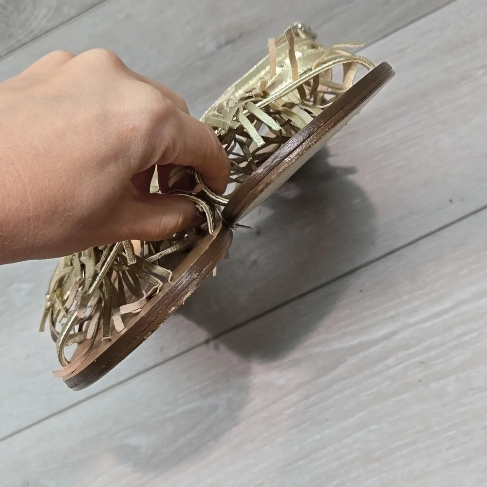 J.Crew Women Leather Tassel Sandals shoes sz 10